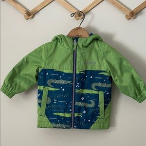 Gusti Kids Waterproof fleece jacket- Green & Blue alligator print.